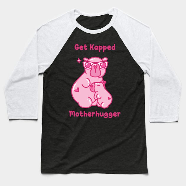 Capybara Get Kapped Hugger - Khat&Kappibara Baseball T-Shirt by Khat&Kappibara